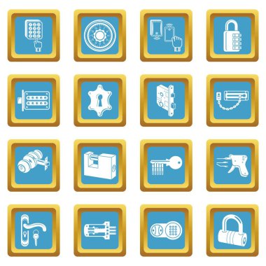 Kilit kapı türleri simgeler kümesi sapphirine kare vektör