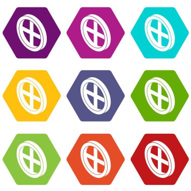 9 vektör çatı pencere çerçeve Icons set