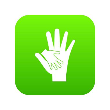 Dijital Yeşil simge el bebek ve annesi