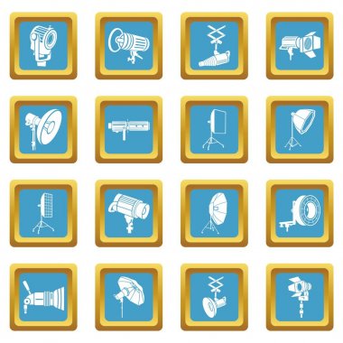 Sapphirine kare vektör fotoğraf Icons set