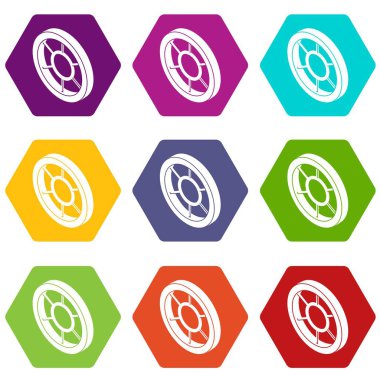 9 vektör yuvarlak pencere çerçeve Icons set