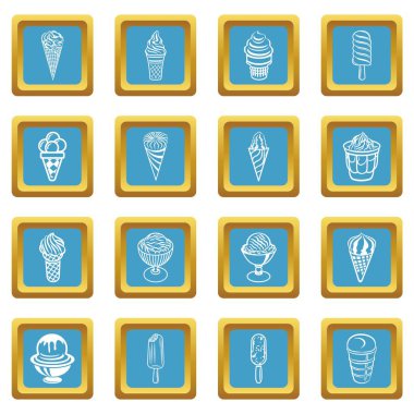 Sapphirine kare vektör dondurma Icons set