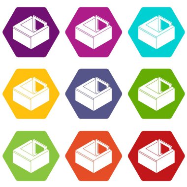 9 vektör Bodrum pencere çerçeve Icons set