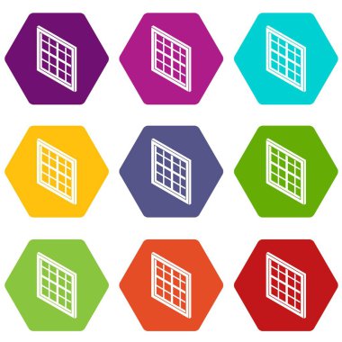 9 vektör kafes pencere çerçeve Icons set