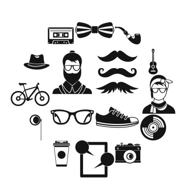 Hipster Icons set, basit tarzı