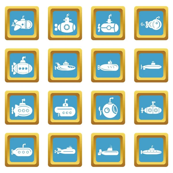 Sapphirine kare vektör denizaltı Icons set