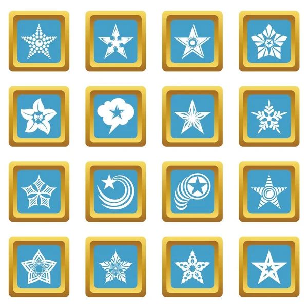 Gwiazdki dekoracyjne ikony sapphirine kwadratowych wektor zestaw — Wektor stockowy