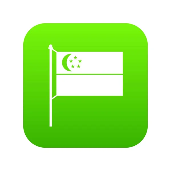 Drapeau de Singapour icône numérique vert — Image vectorielle
