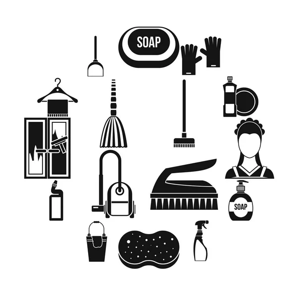 Ev temizliği Icons set, basit tarzı — Stok Vektör
