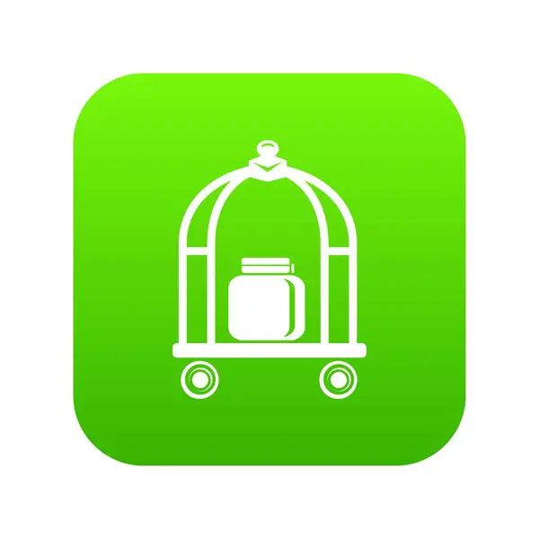 Bagage vagn ikonen gröna vektor — Stock vektor