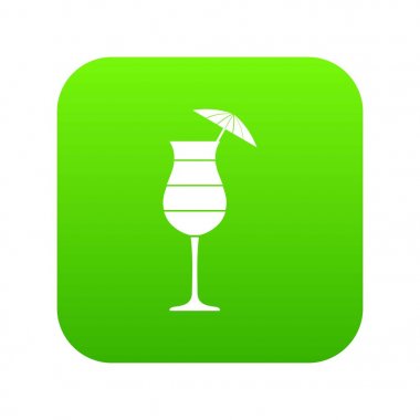 Katmanlı kokteyl şemsiye simgesi dijital yeşil ile