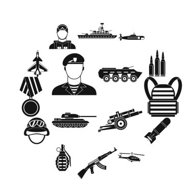 Savaş Icons set, basit tarzı