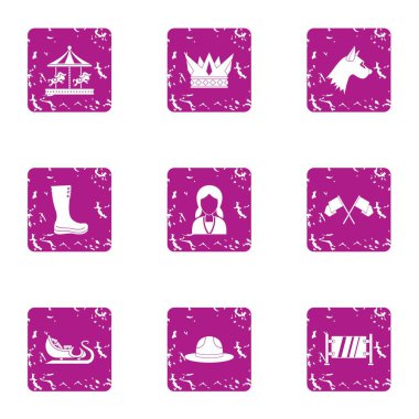 Park çocuk simgeler kümesi, grunge tarzı ile