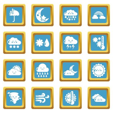 Sapphirine kare vektör Weater Icons set