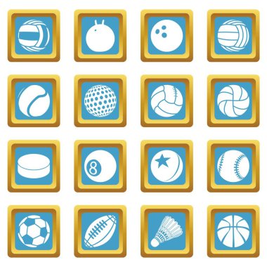 Sapphirine kare vektör spor topları Icons set