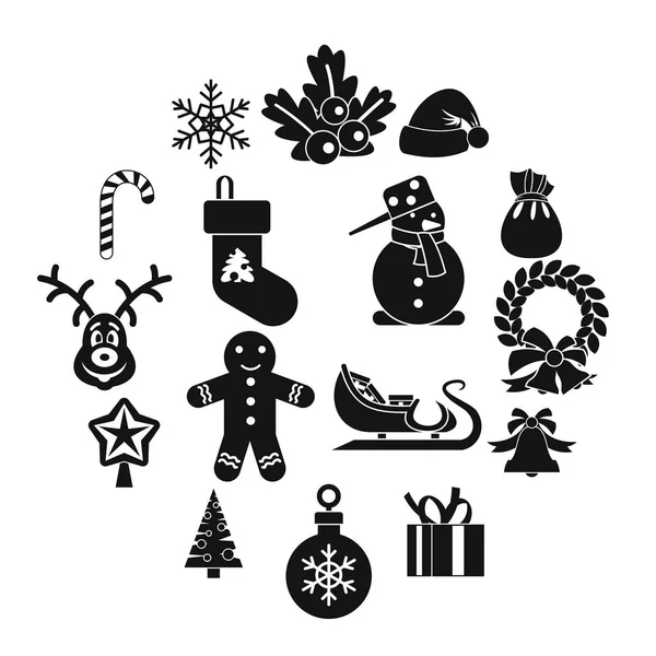 Conjunto de ícones de Natal, estilo simples — Vetor de Stock