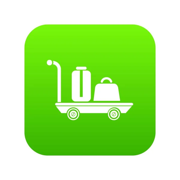 荷物台車緑のアイコン ベクトル — ストックベクタ
