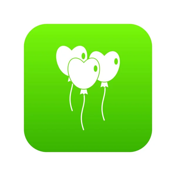Kalp simgesi dijital yeşil şeklinde üç balon — Stok Vektör