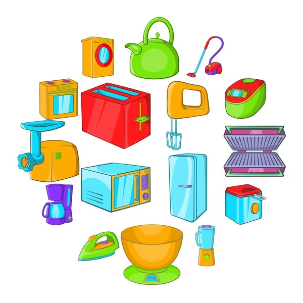 Eletrodomésticos conjunto de ícones, estilo cartoon —  Vetores de Stock