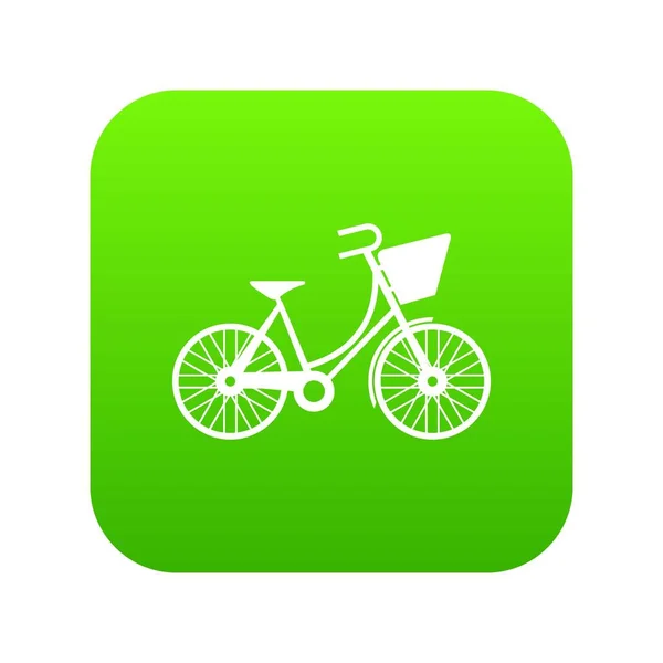 Vélo avec icône bagage vert numérique — Image vectorielle