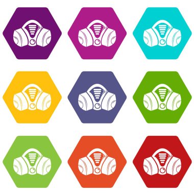 9 vektör gaz maskesi Icons set