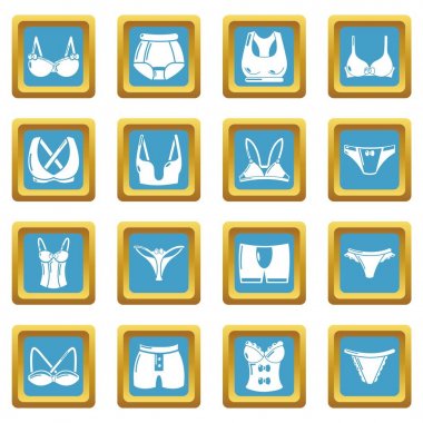 Sapphirine kare vektör iç çamaşırı türleri Icons set