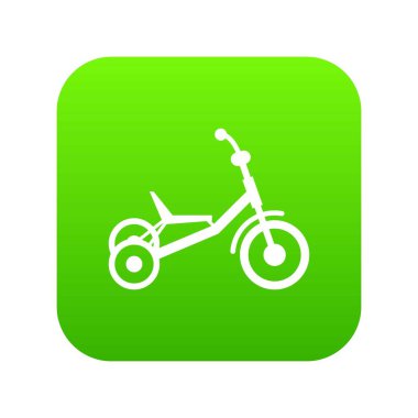 Üç tekerlekli bisiklet simgesi dijital yeşil