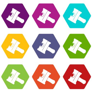 9 vektör büyük balyozla Icons set