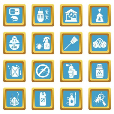 Sapphirine kare vektör Pest kontrol araçları Icons set