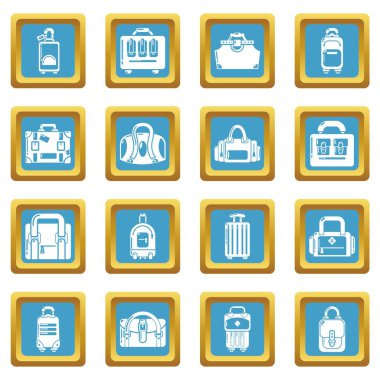 Çantası Bagaj bavul simgeler kümesi sapphirine kare vektör