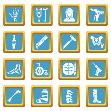 Sapphirine kare vektör ortopedi uzmanı kemik araçları Icons set