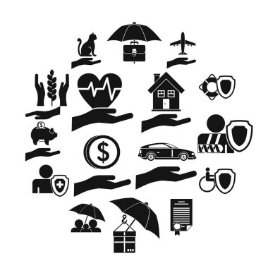 Sigorta Icons set, basit tarzı