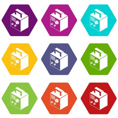 9 vektör elektro kaynak makine Icons set