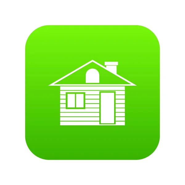 Trä log house ikonen digital green — Stock vektor