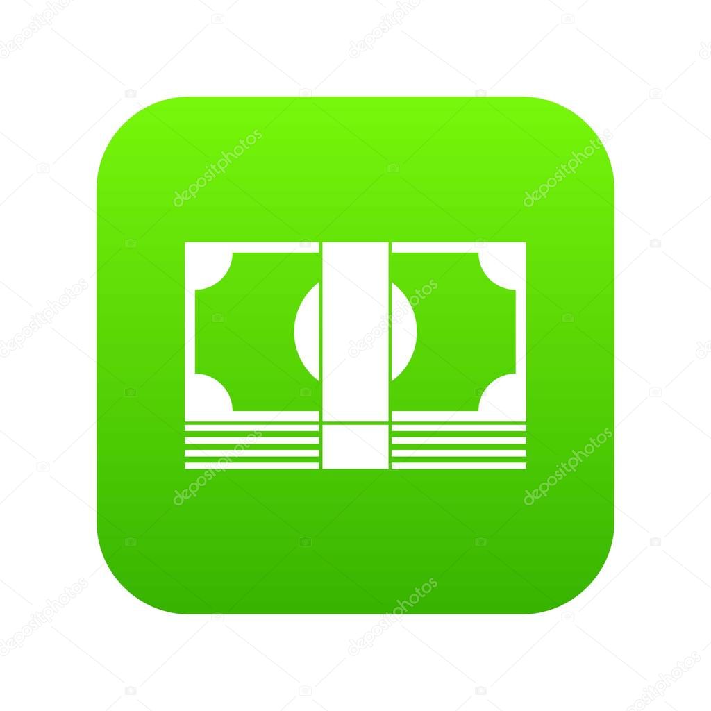 Swiss Franc banknote icon digital green