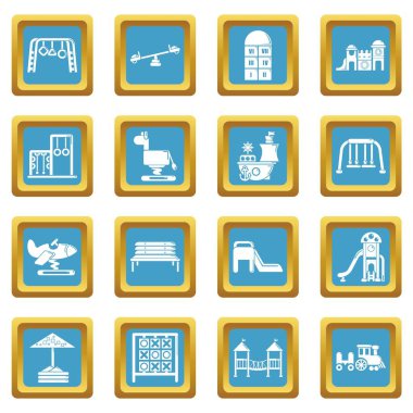 Sapphirine kare vektör Bahçesi ekipman Icons set