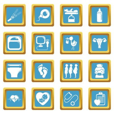 Sapphirine kare vektör gebelik Icons set