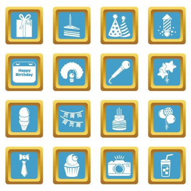 Sapphirine kare vektör mutlu yıllar Icons set