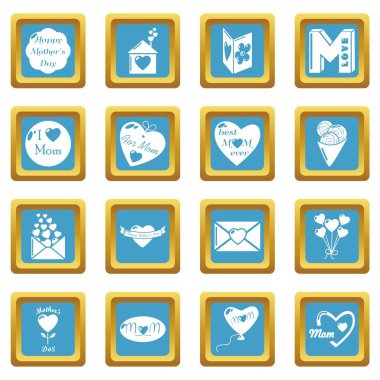 Sapphirine kare vektör anneler günü Icons set