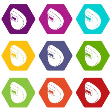 9 vektör yuvarlak kaynak maskesi Icons set