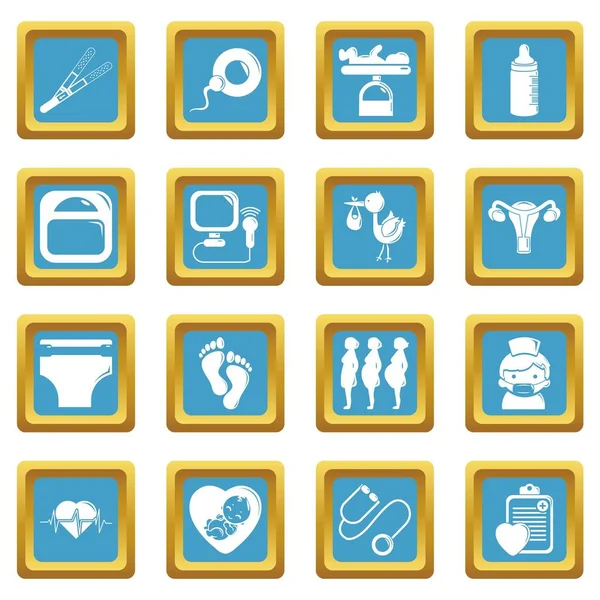 Pregnancy icons set sapphirine square vector — Stock Vector