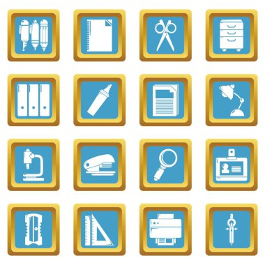 Sapphirine kare vektör Kırtasiye Icons set