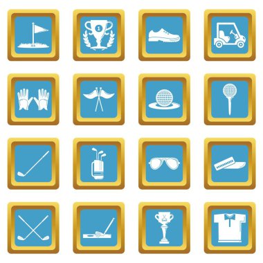 Sapphirine kare vektör Golf Icons set
