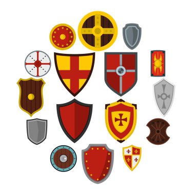 Kalkan çerçeveler düz Icons set