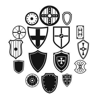 Kalkan çerçeveler Icons set, basit tarzı