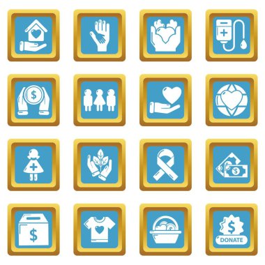 Sapphirine kare vektör sadaka Icons set