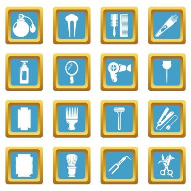 Sapphirine kare vektör Kuaför Icons set