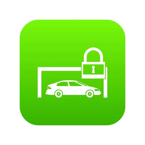 Bil och hänglås ikonen digital green — Stock vektor