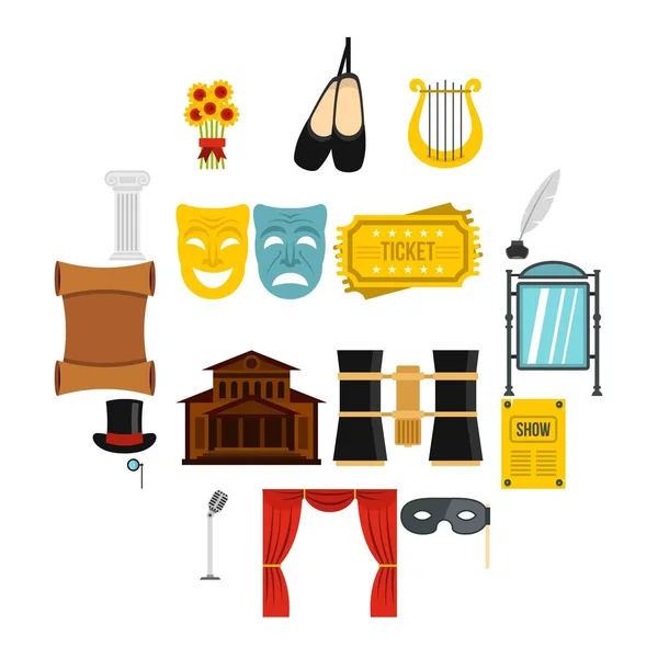 Theater set flat icons — Stock Vector