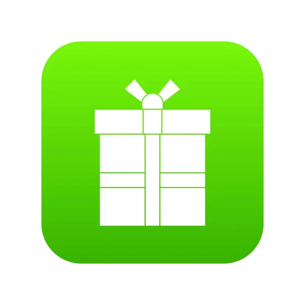 Caja de regalo con icono de cinta verde digital — Vector de stock